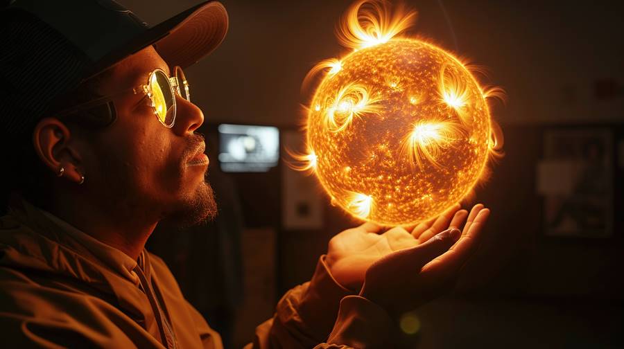 An art installation that uses augmented reality to let viewers hold the sun in their palms, its surface dancing with solar flares , Prime Lenses