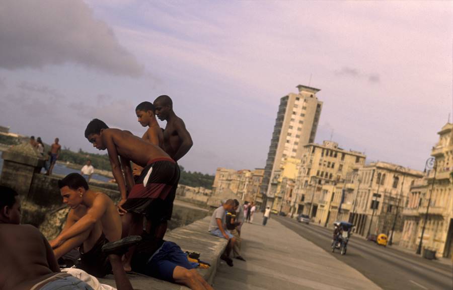 the Malecon road on the coast in the old townl of the city of Havana on Cuba in the caribbean sea