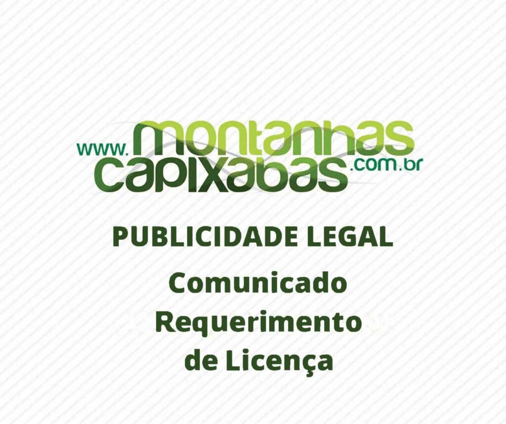 PUBLICIDADE LEGAL - REQUERIMENTO DE LICENÇA