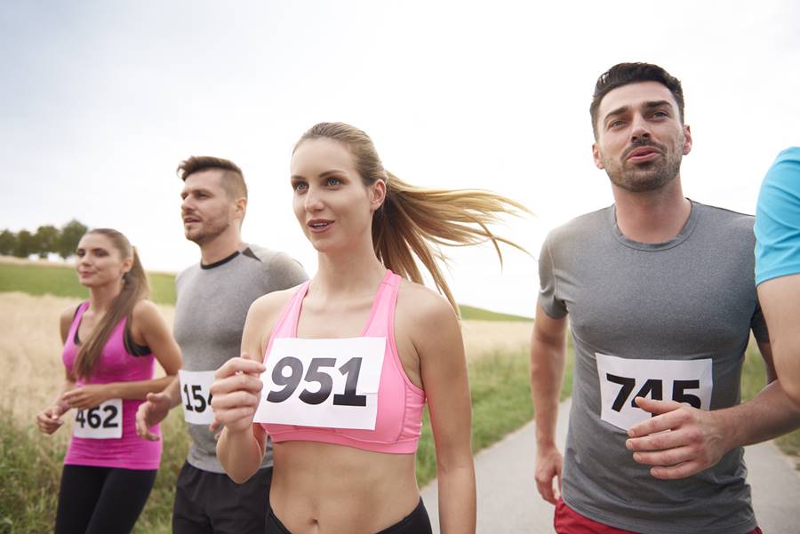 Waist up image of jogging people