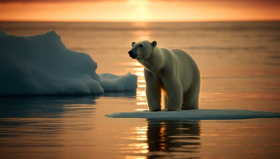 Majestic arctic mammal looking at camera, tranquil scene generated by artificial intelligence