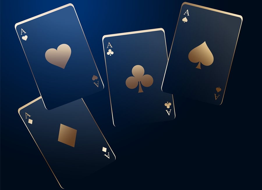 stylish casino cards on dark blue background