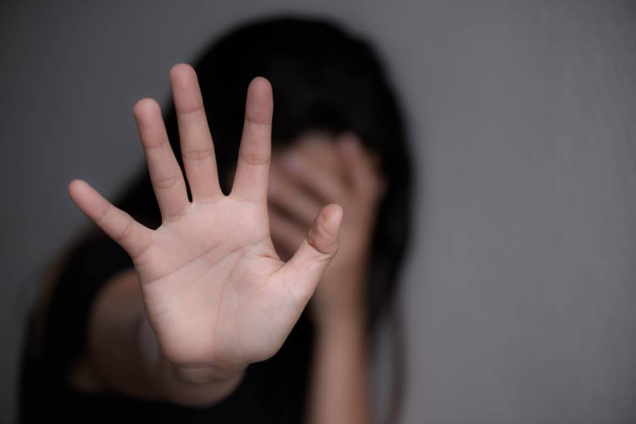 Woman hand sign for stop abusing violence, Human Rights Day concept.