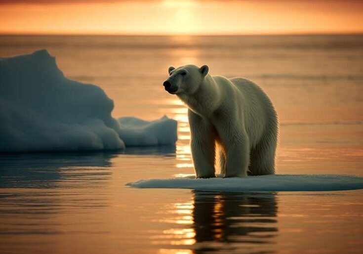 Majestic arctic mammal looking at camera, tranquil scene generated by artificial intelligence