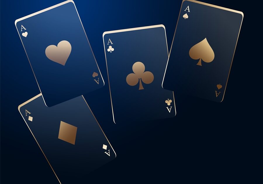 stylish casino cards on dark blue background